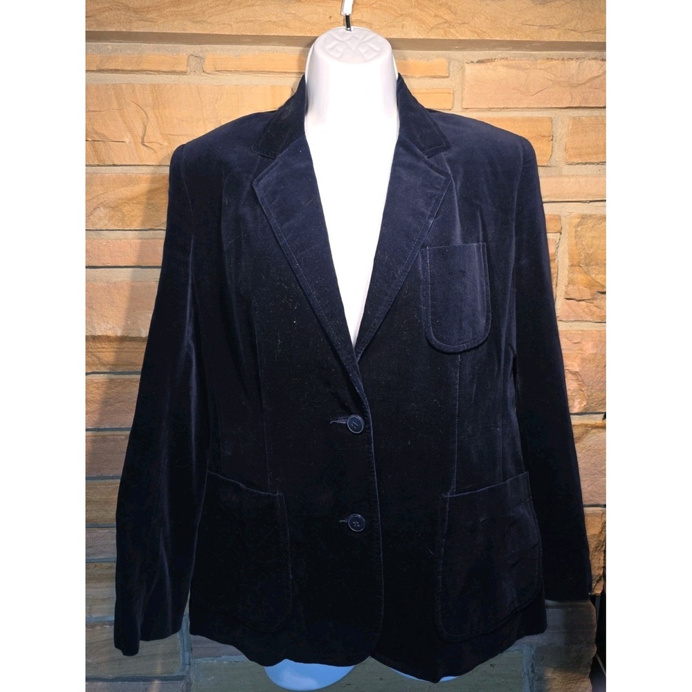 Women Blue Velvet Blazer Size 12